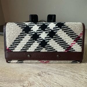 Rare Burberry Nova Check Canvas Long Bifold Wallet